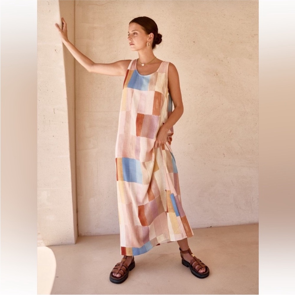 Vrg Grl Cate Smock Maxi Dress Patchwork